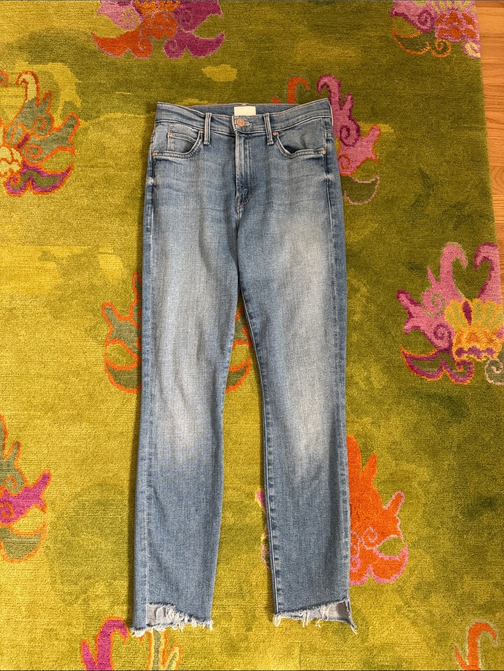 MOTHER Skinny High-Rise Jeans in Light Blue Wash